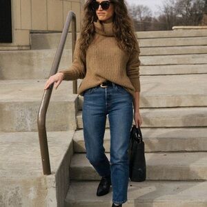 EVERLANE The Alpaca Oversized Turtleneck in Cappuccino